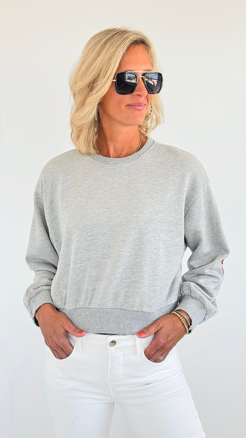 'Good Vibes Only' Pullover Sweater - Grey-140 Sweaters-Rousseau-Coastal Bloom Boutique, find the trendiest versions of the popular styles and looks Located in Indialantic, FL