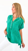 Island Breeze Textured Top - K Green-110 Short Sleeve Tops-Zenana-Coastal Bloom Boutique, find the trendiest versions of the popular styles and looks Located in Indialantic, FL