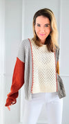 Autumn Patchwork Knit Sweater-140 Sweaters-Mello-Coastal Bloom Boutique, find the trendiest versions of the popular styles and looks Located in Indialantic, FL