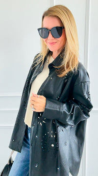 Ember Etch Italian Faux Leather Top-110 Long Sleeve Tops-TATTOO Z-Coastal Bloom Boutique, find the trendiest versions of the popular styles and looks Located in Indialantic, FL