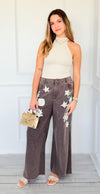 Noir Patchwork Floral Pants-190 Denim-Blue Velvet-Coastal Bloom Boutique, find the trendiest versions of the popular styles and looks Located in Indialantic, FL