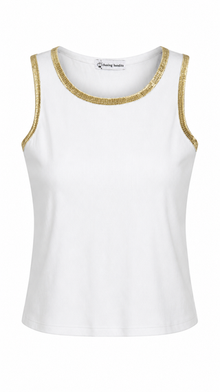 Gold Edge Italian Tank Top- White