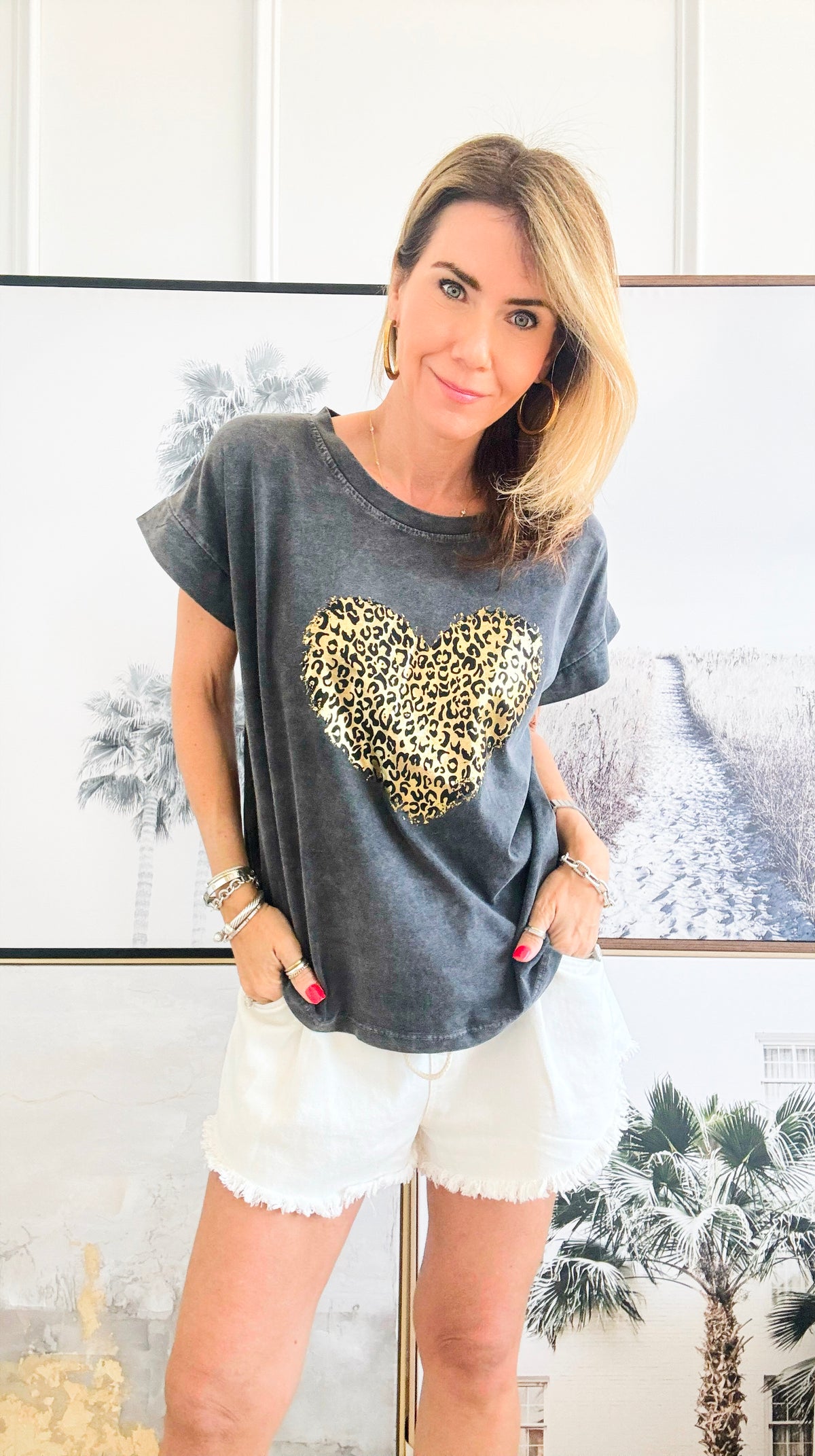 Wild Love Italian Tee - Black-110 Short Sleeve Tops-Italianissimo-Coastal Bloom Boutique, find the trendiest versions of the popular styles and looks Located in Indialantic, FL