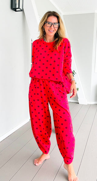 La Spezia Polka Dot Italian Barrel Cotton Set- Red