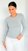 Second Skin Long Sleeve Top - Grey-130 Long Sleeve Tops-YELETE-Coastal Bloom Boutique, find the trendiest versions of the popular styles and looks Located in Indialantic, FL