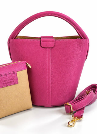 Italian Cortona leather Bag - Fuchsia