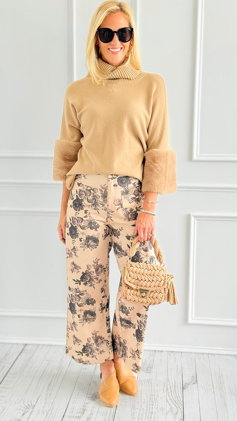 Monochrome Floral Pants-Pants-ENTRO-Coastal Bloom Boutique, find the trendiest versions of the popular styles and looks Located in Indialantic, FL
