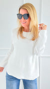 Soho Italian Boatneck Pullover - Ivory-140 Sweaters-Italianissimo-Coastal Bloom Boutique, find the trendiest versions of the popular styles and looks Located in Indialantic, FL
