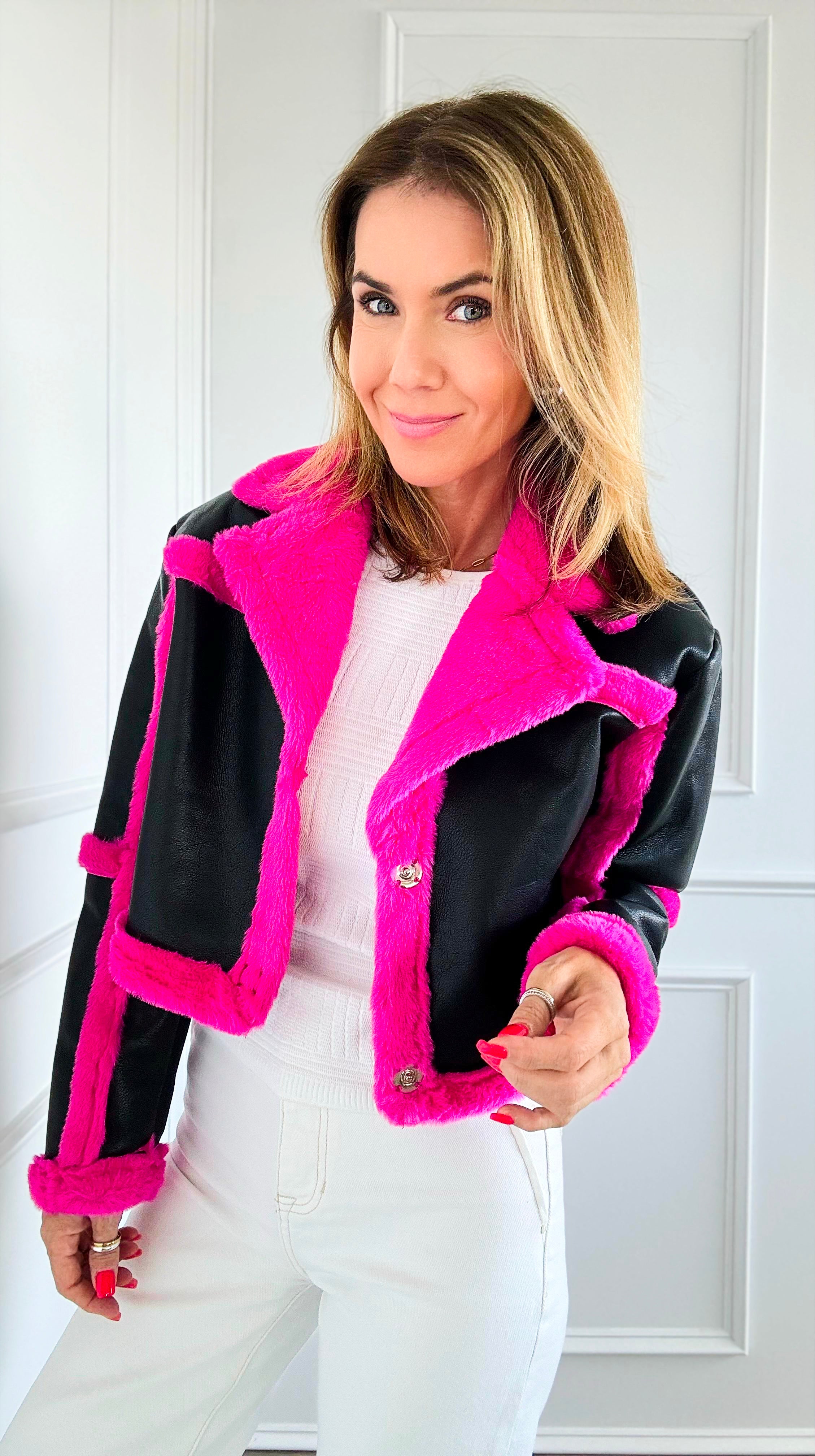 Fur Lining Cropped Jacket-160 Jackets-Coalition LA-Coastal Bloom Boutique, find the trendiest versions of the popular styles and looks Located in Indialantic, FL