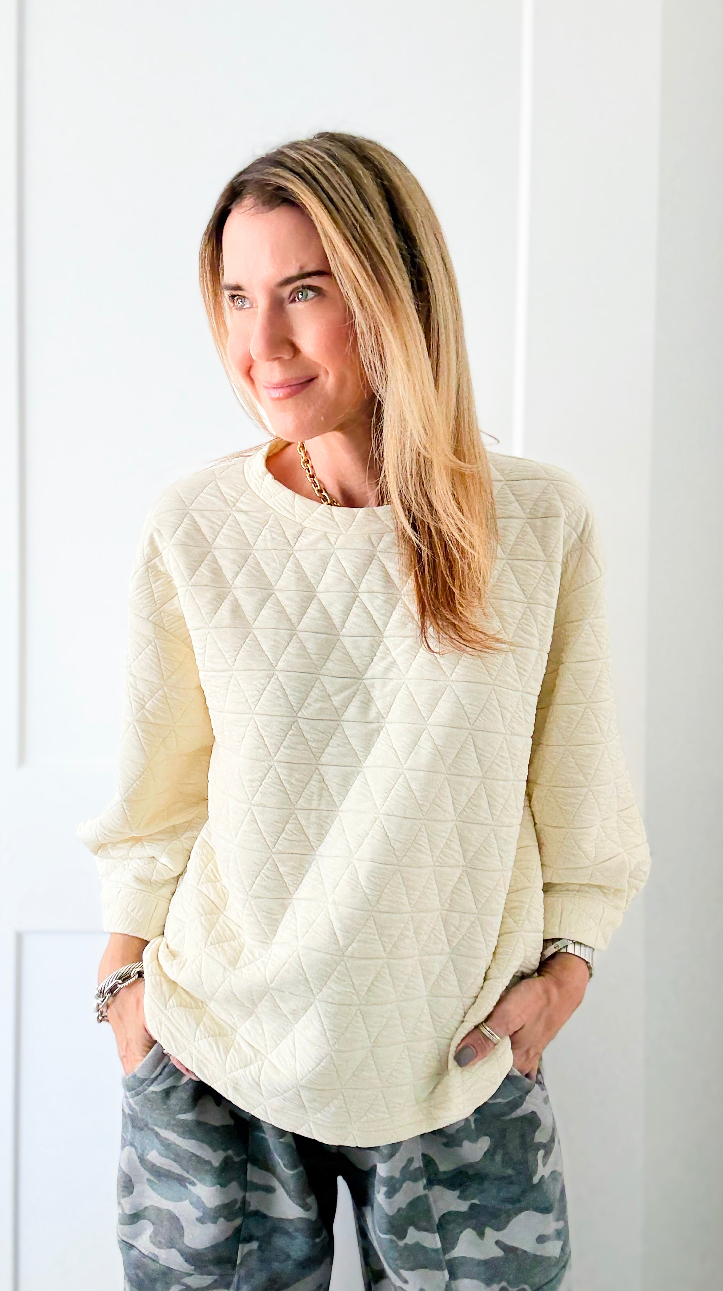Quilted Ease Top-130 Long Sleeve Tops-JODIFL-Coastal Bloom Boutique, find the trendiest versions of the popular styles and looks Located in Indialantic, FL