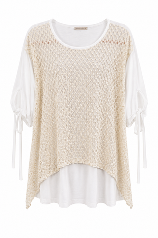 Shore Thing Italian Knit Top- Ivory/Gold