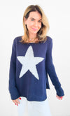 Superstar Knit Sweater - Navy/Ivory-140 Sweaters-MIRACLE-Coastal Bloom Boutique, find the trendiest versions of the popular styles and looks Located in Indialantic, FL