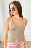 Metallic Lurex Knit Cami Top-00 Sleevless Tops-MISS LOVE-Coastal Bloom Boutique, find the trendiest versions of the popular styles and looks Located in Indialantic, FL