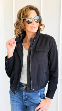 Cloud Dreams Faux Fur-Trim Jacket - Black Denim/Black-160 Jackets-IRIS-Coastal Bloom Boutique, find the trendiest versions of the popular styles and looks Located in Indialantic, FL