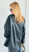 Ember Etch Italian Faux Leather Top-110 Long Sleeve Tops-TATTOO Z-Coastal Bloom Boutique, find the trendiest versions of the popular styles and looks Located in Indialantic, FL