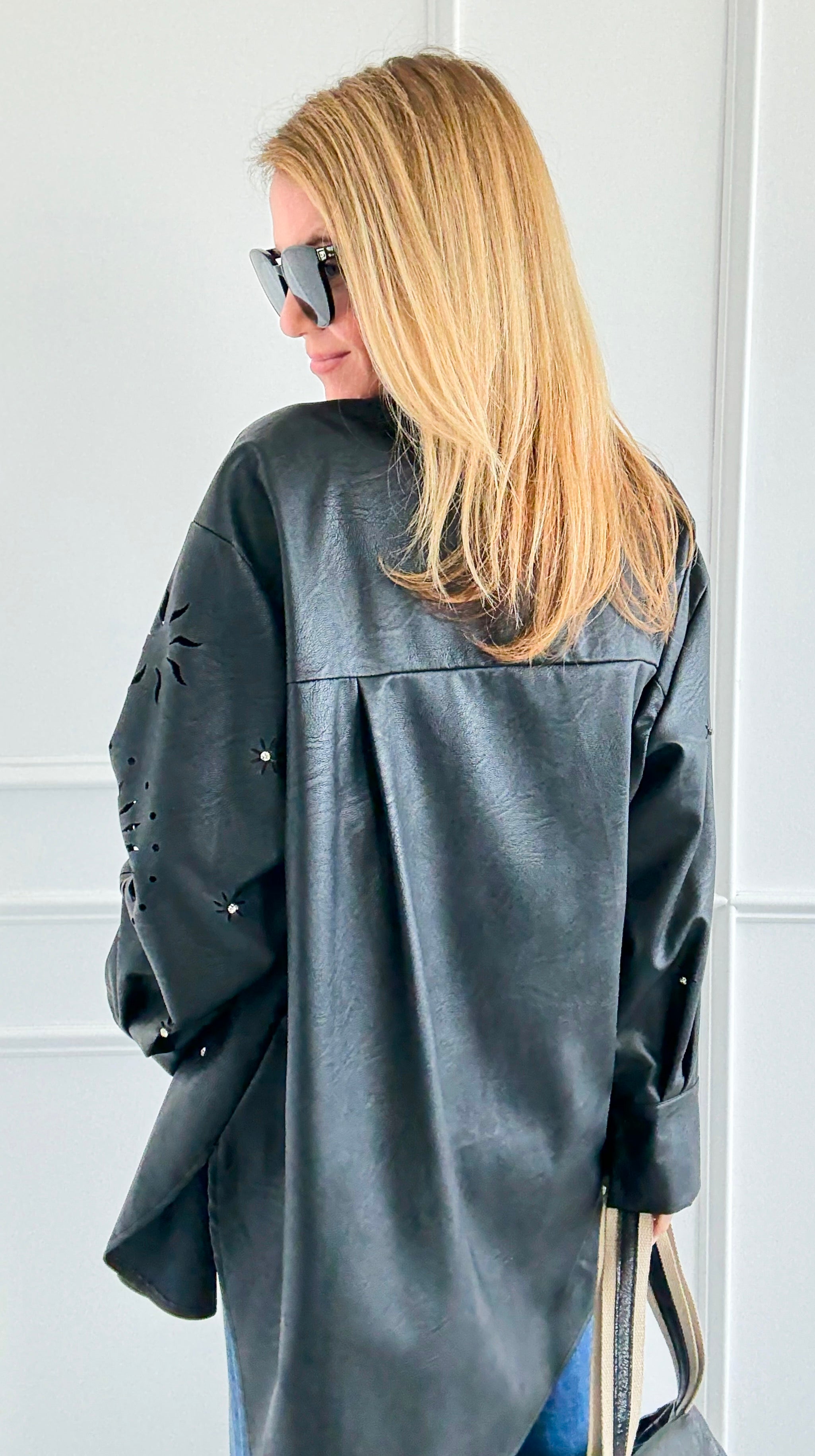 Ember Etch Italian Faux Leather Top-110 Long Sleeve Tops-TATTOO Z-Coastal Bloom Boutique, find the trendiest versions of the popular styles and looks Located in Indialantic, FL