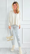 Pearl Petals Italian Denim Pant-100 Pants-DIPINTO DI BLU-Coastal Bloom Boutique, find the trendiest versions of the popular styles and looks Located in Indialantic, FL