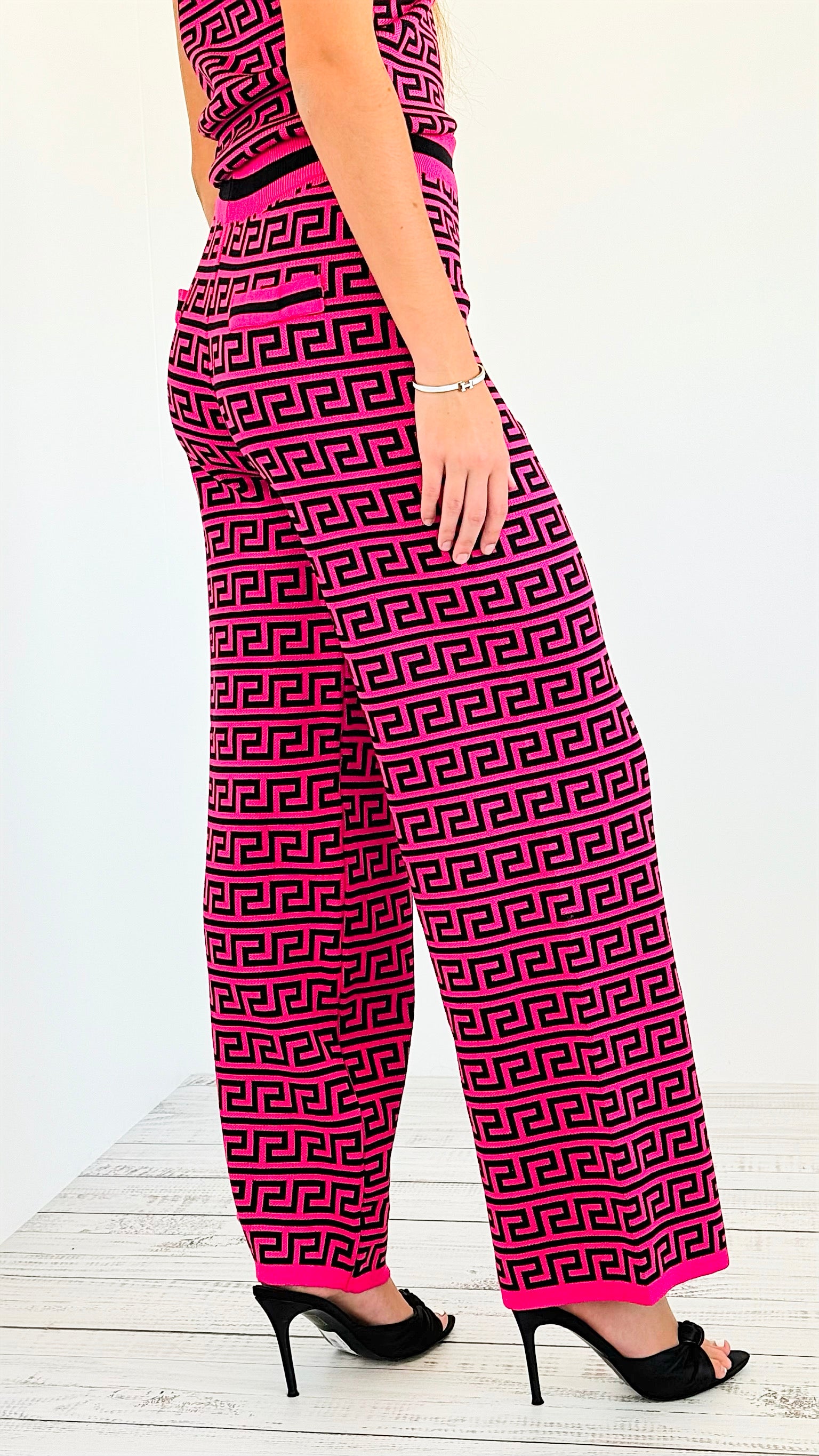 Bold Greek Knit Set- Fuchsia-210 Loungewear/Sets-Chasing Bandits-Coastal Bloom Boutique, find the trendiest versions of the popular styles and looks Located in Indialantic, FL