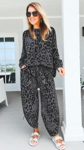 La Spezia Italian Leopard Cotton Set- Charcoal