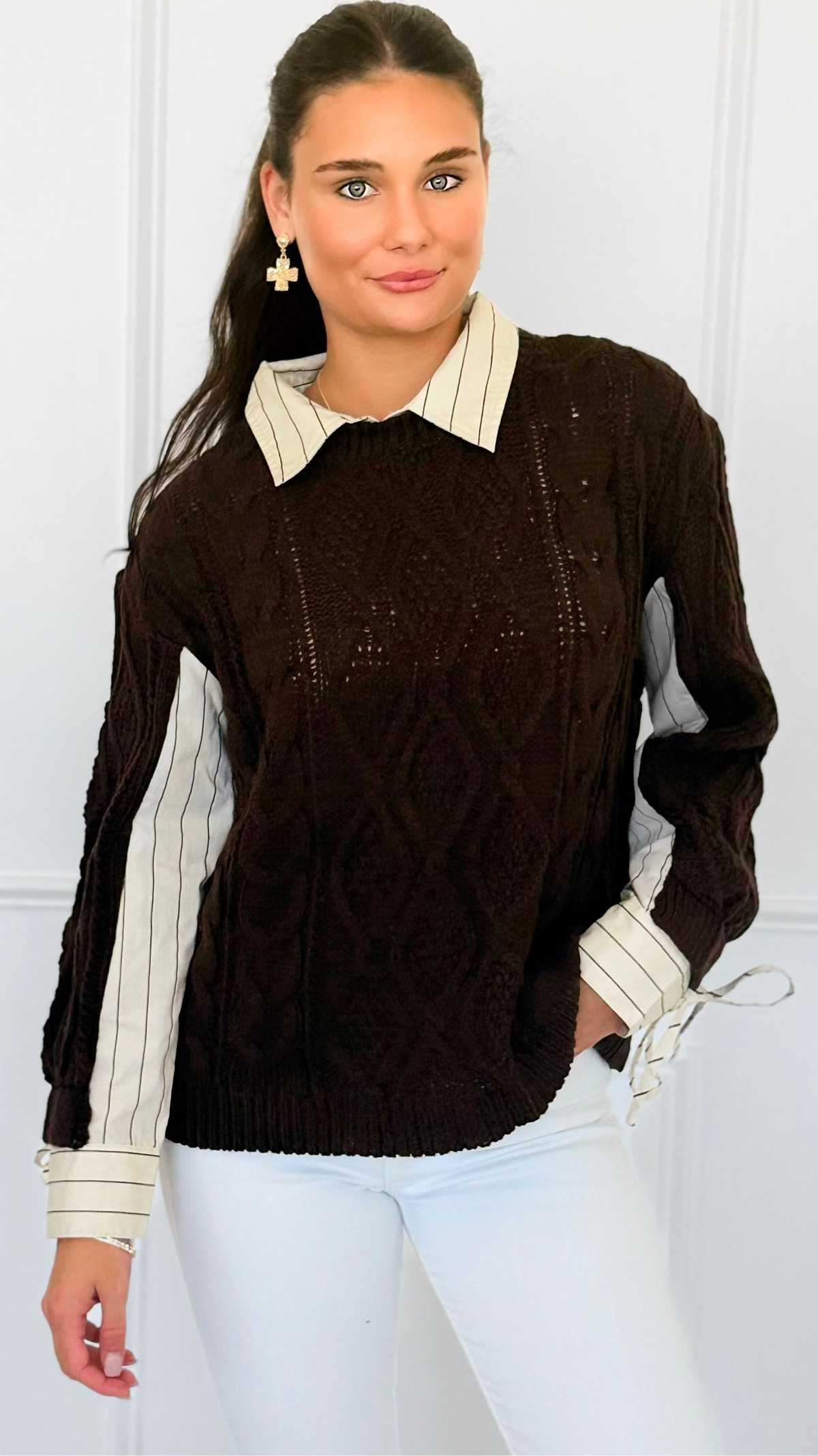 Borrowed Layers Knit Sweater-140 Sweaters-ROUSSEAU-Coastal Bloom Boutique, find the trendiest versions of the popular styles and looks Located in Indialantic, FL