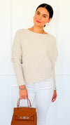 Ribbed Italian Pullover- Oyster-140 Sweaters-Italianissimo-Coastal Bloom Boutique, find the trendiest versions of the popular styles and looks Located in Indialantic, FL