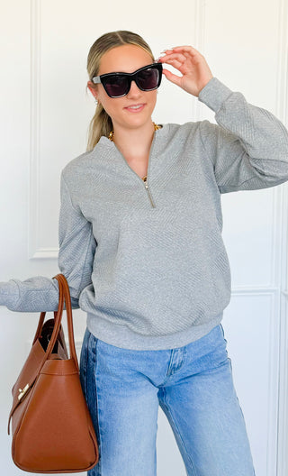 Textured Half Zip Pullover Sweatshirt
