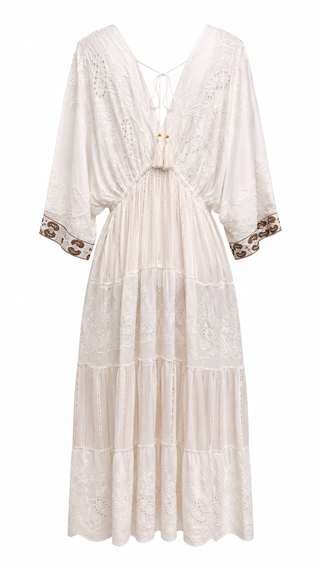 Paisley Glow Embroidered Maxi Dress