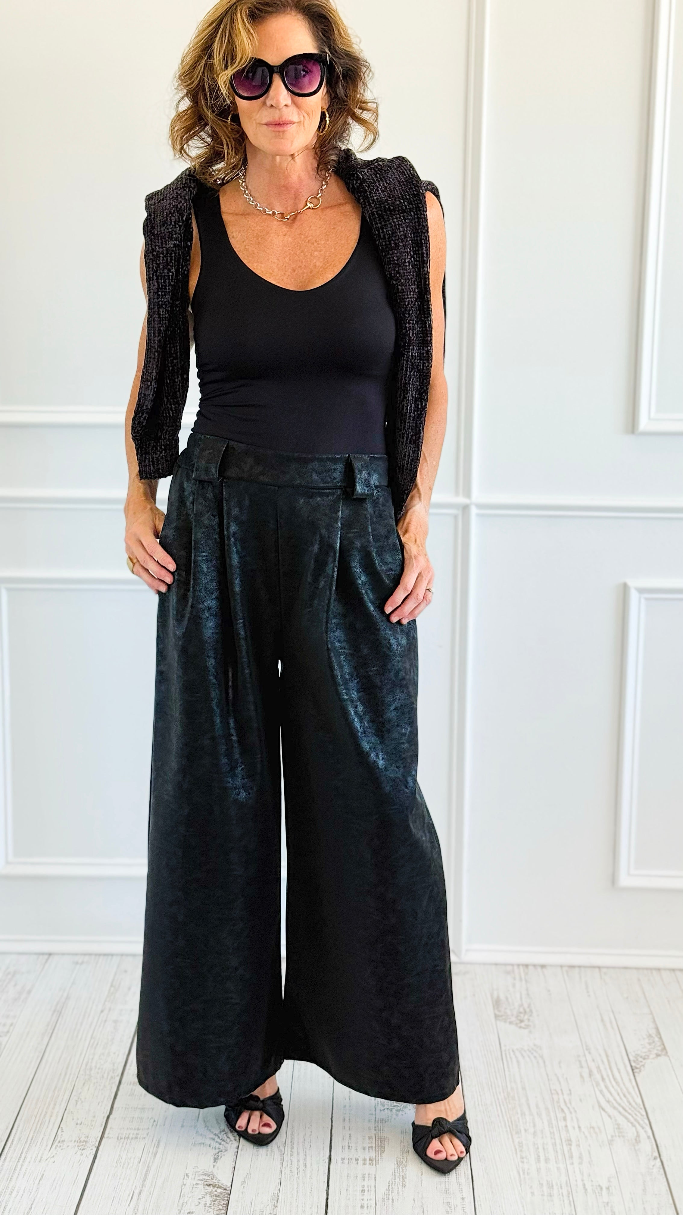 Starlit Italian Flare- Leg Pant- Black-100 Pants-AZUL MONACO-Coastal Bloom Boutique, find the trendiest versions of the popular styles and looks Located in Indialantic, FL