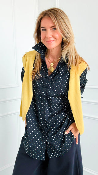 Polka Dot Button-Up Top