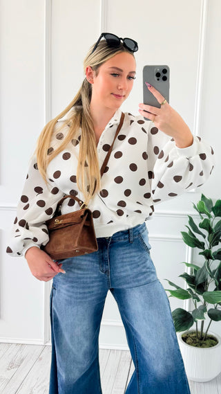 Polka Dot Snap Sweatshirt