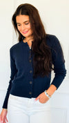 Crimson Gallop Cable Cardigan-Navy-150 Cardigan Layers-Blu Pepper-Coastal Bloom Boutique, find the trendiest versions of the popular styles and looks Located in Indialantic, FL