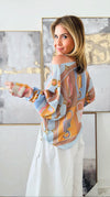 Locked Away Italian St Tropez Sweater - Camel/Blue-140 Sweaters-Italianissimo-Coastal Bloom Boutique, find the trendiest versions of the popular styles and looks Located in Indialantic, FL