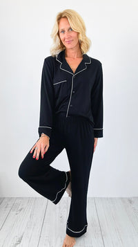 Dreamy Nights Pajama Set - Black-210 Loungewear/Sets-Zenana-Coastal Bloom Boutique, find the trendiest versions of the popular styles and looks Located in Indialantic, FL