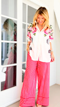 Saltwater Stripe Wide Leg Pant - Orange