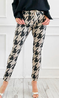 Italian Houndstooth Corduroy Crinkle Joggers-180 Joggers-V6-Coastal Bloom Boutique, find the trendiest versions of the popular styles and looks Located in Indialantic, FL