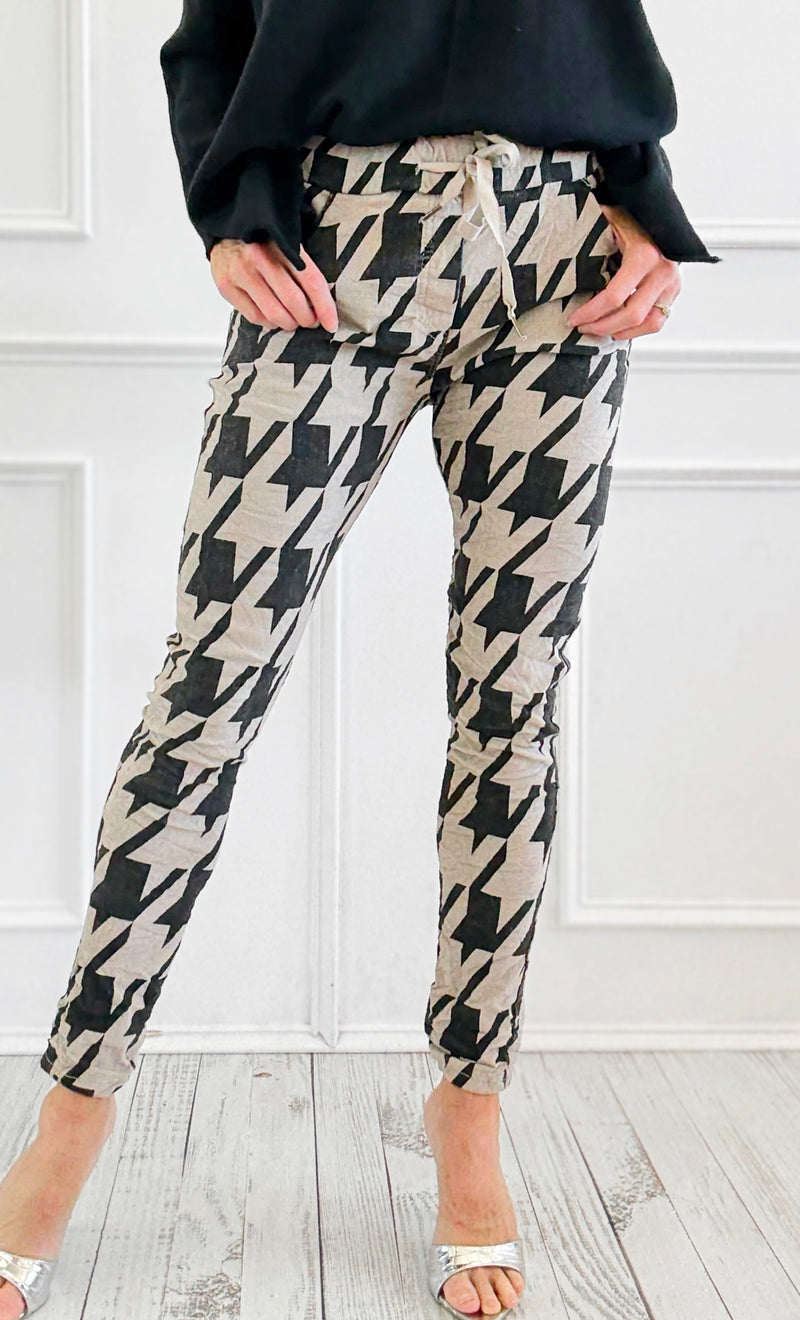 Italian Houndstooth Corduroy Crinkle Joggers-180 Joggers-V6-Coastal Bloom Boutique, find the trendiest versions of the popular styles and looks Located in Indialantic, FL