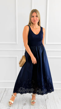 Moonlight Stroll Eyelet Dress-200 Dresses/Jumpsuits/Rompers-Blu Pepper-Coastal Bloom Boutique, find the trendiest versions of the popular styles and looks Located in Indialantic, FL