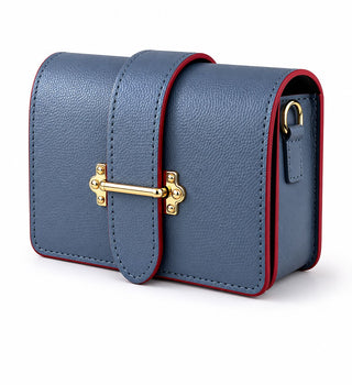 Level Up Italian Leather Crossbody Bag - Grey Blue