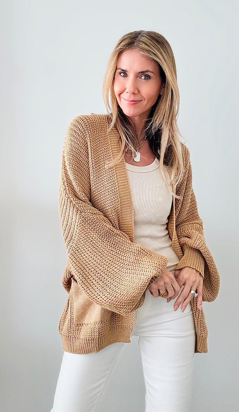 Sugar High Italian Cardigan-Camel-150 Cardigans/Layers-Italianissimo-Coastal Bloom Boutique, find the trendiest versions of the popular styles and looks Located in Indialantic, FL