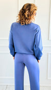 Scuba Luxe Zip Top & Pant Set-Smoky Navy-210 Loungewear/Sets-RAE MODE-Coastal Bloom Boutique, find the trendiest versions of the popular styles and looks Located in Indialantic, FL