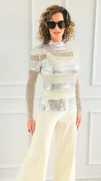 Shimmer Lines Long Sleeve Top-130 Long Sleeve Tops-JJ'S FAIRYLAND-Coastal Bloom Boutique, find the trendiest versions of the popular styles and looks Located in Indialantic, FL