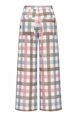 Plaid Wide Leg Pants - Smokey Multi