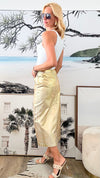 Golden Foil Midi Skirt-170 Bottoms-Vibrant M.i.U-Coastal Bloom Boutique, find the trendiest versions of the popular styles and looks Located in Indialantic, FL