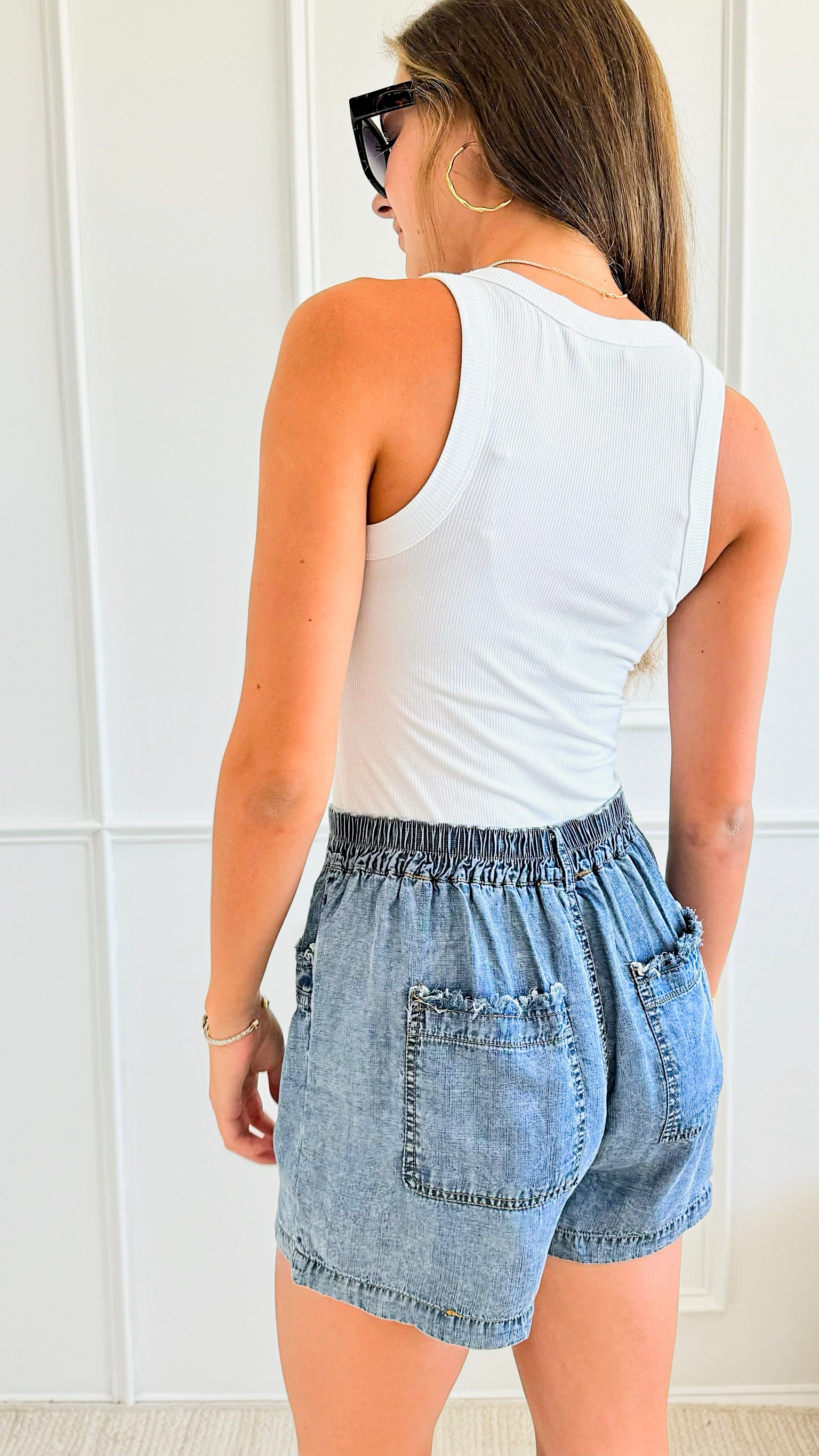 Stone Washed Shorts-170 Bottoms/Shorts-EESOME-Coastal Bloom Boutique, find the trendiest versions of the popular styles and looks Located in Indialantic, FL