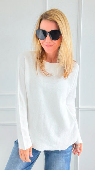 Soho Italian Boatneck Pullover - Ivory-140 Sweaters-Italianissimo-Coastal Bloom Boutique, find the trendiest versions of the popular styles and looks Located in Indialantic, FL