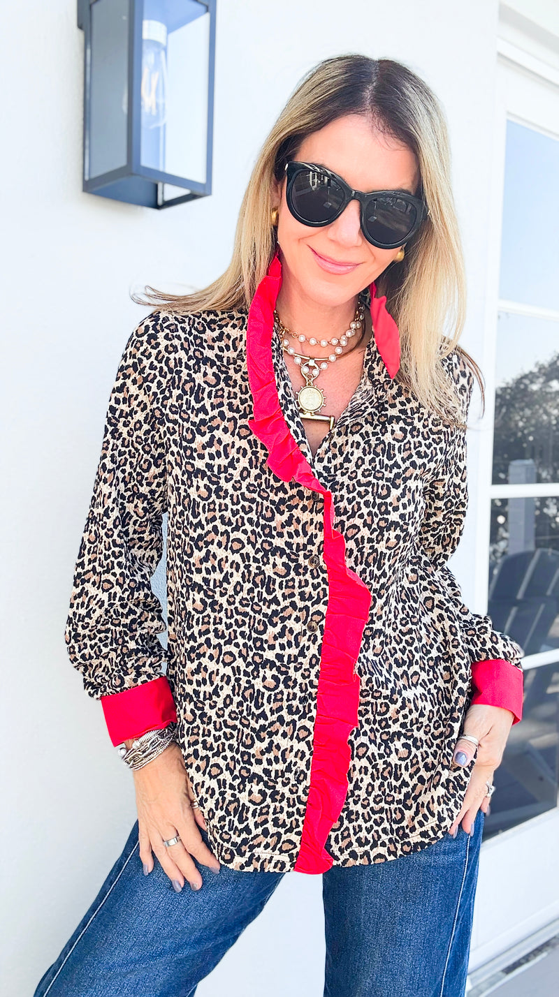 Fierce Ruffle Moment Top-130 Long Sleeve Tops-JODIFL-Coastal Bloom Boutique, find the trendiest versions of the popular styles and looks Located in Indialantic, FL