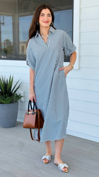 Striped Midi Shirt Dress