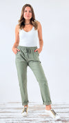 Spring Italian Jogger Pant- Army Green-180 Joggers-Italianissimo-Coastal Bloom Boutique, find the trendiest versions of the popular styles and looks Located in Indialantic, FL