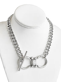 Cuban Link Horsebit Toggle Necklace-230 Jewelry-YOCHI-Coastal Bloom Boutique, find the trendiest versions of the popular styles and looks Located in Indialantic, FL