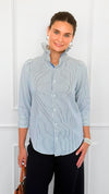 Italian Amelia Amore Di Righe Ruffle Blouse-110 Long Sleeve Tops-Italianissimo-Coastal Bloom Boutique, find the trendiest versions of the popular styles and looks Located in Indialantic, FL